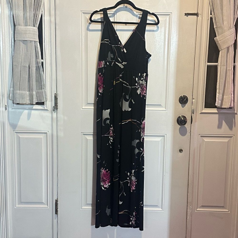 Black Floral Maxi Dress Sz M - Picture 4 of 4